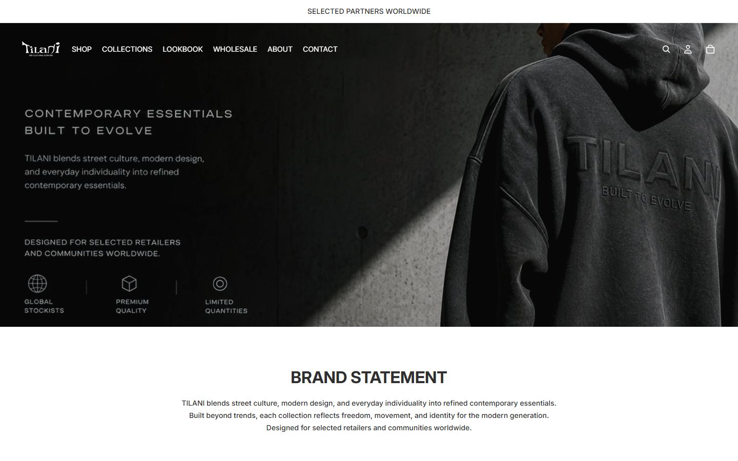 Tilani Shopify wholesale store